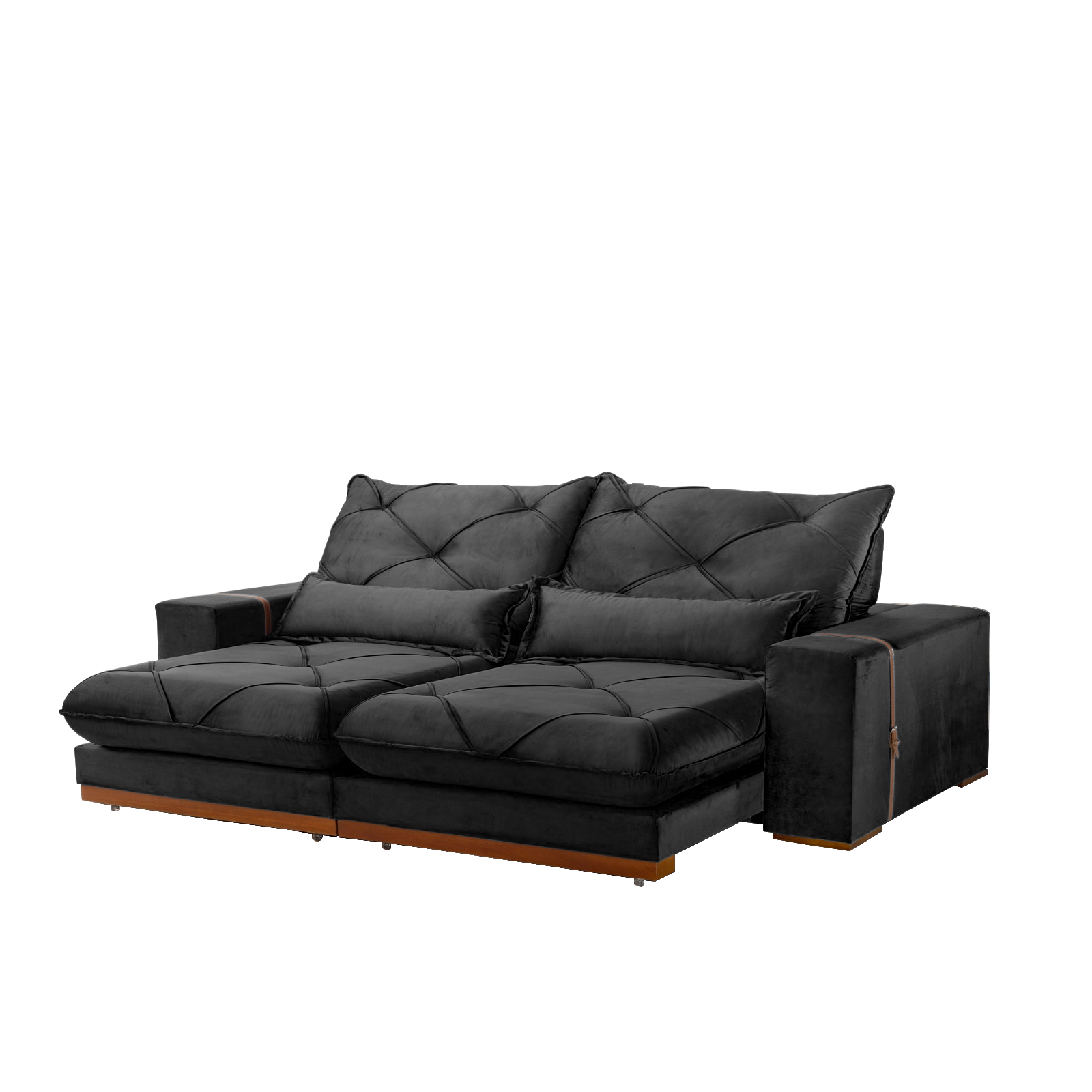 Sofá Retrátil e Reclinável Luanda/Isabella/Barcelona 2,50 m Veludo Preto 013 - TREVO ESTOFADOS - Imagem 2