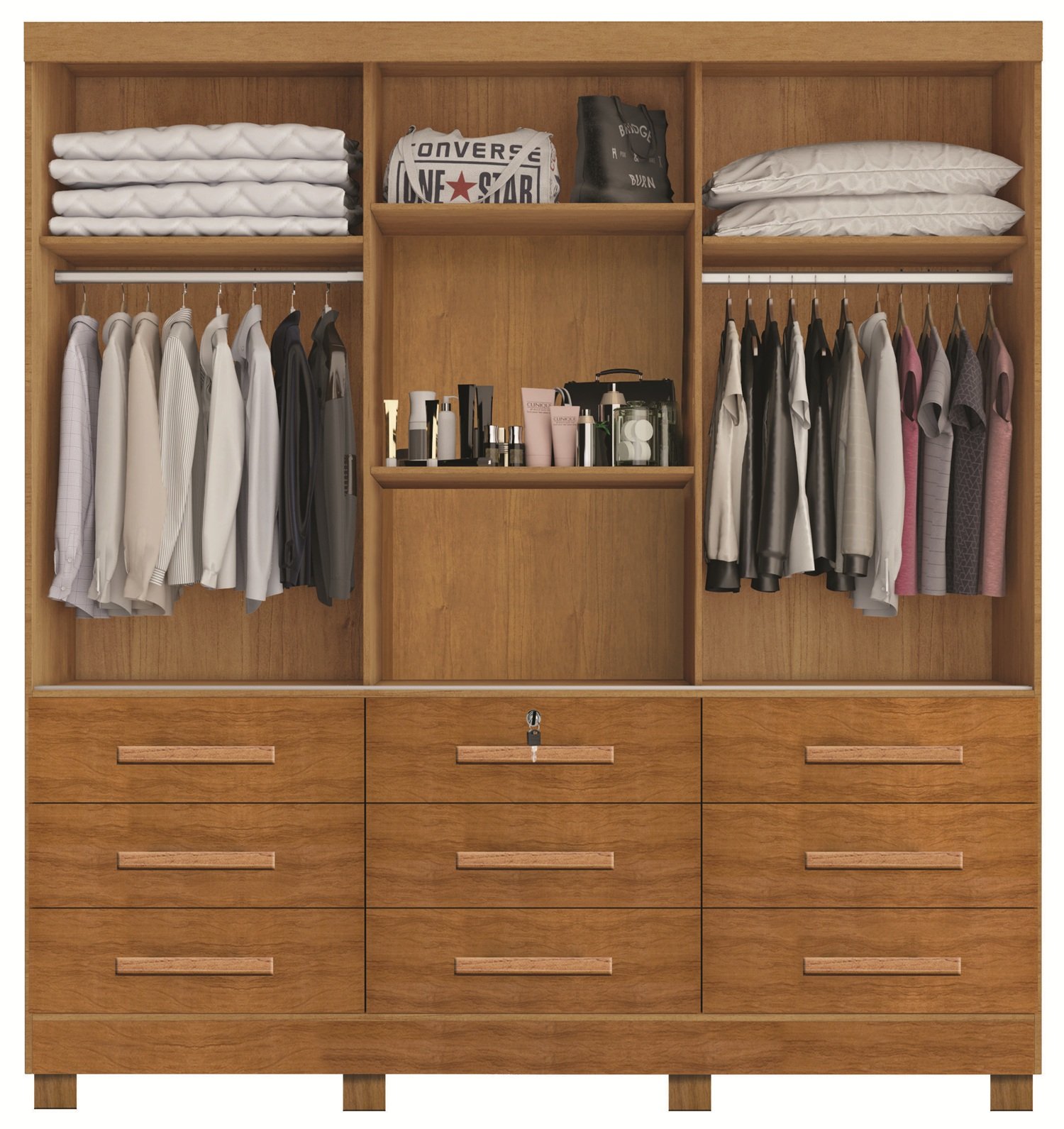 Guarda-Roupa 3 Portas(Com Pés)Athenas 1,80 m Nature – BIANCHI - Imagem 2