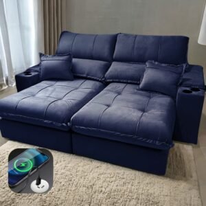 Sofá Retrátil e Reclinável Zeus/Afrodite 2,50 m Azul - ZARAT ESTOFADOS