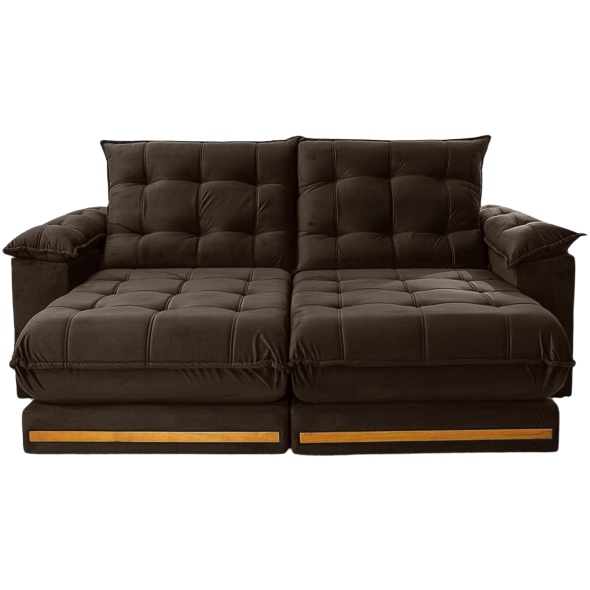 Sofá Retrátil e Reclinável Barcelona 2,50 m Veludo Marrom 320 - ESTOFADOS TEIXEIRA - Imagem 4