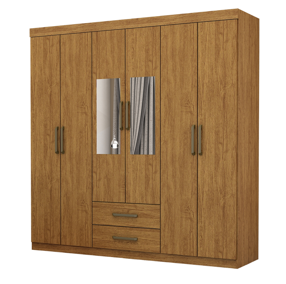 Guarda-Roupa 6 Portas(Com Espelho/Sem Pés)Áries Cinamono – CARIOCA MÓVEIS - Imagem 2