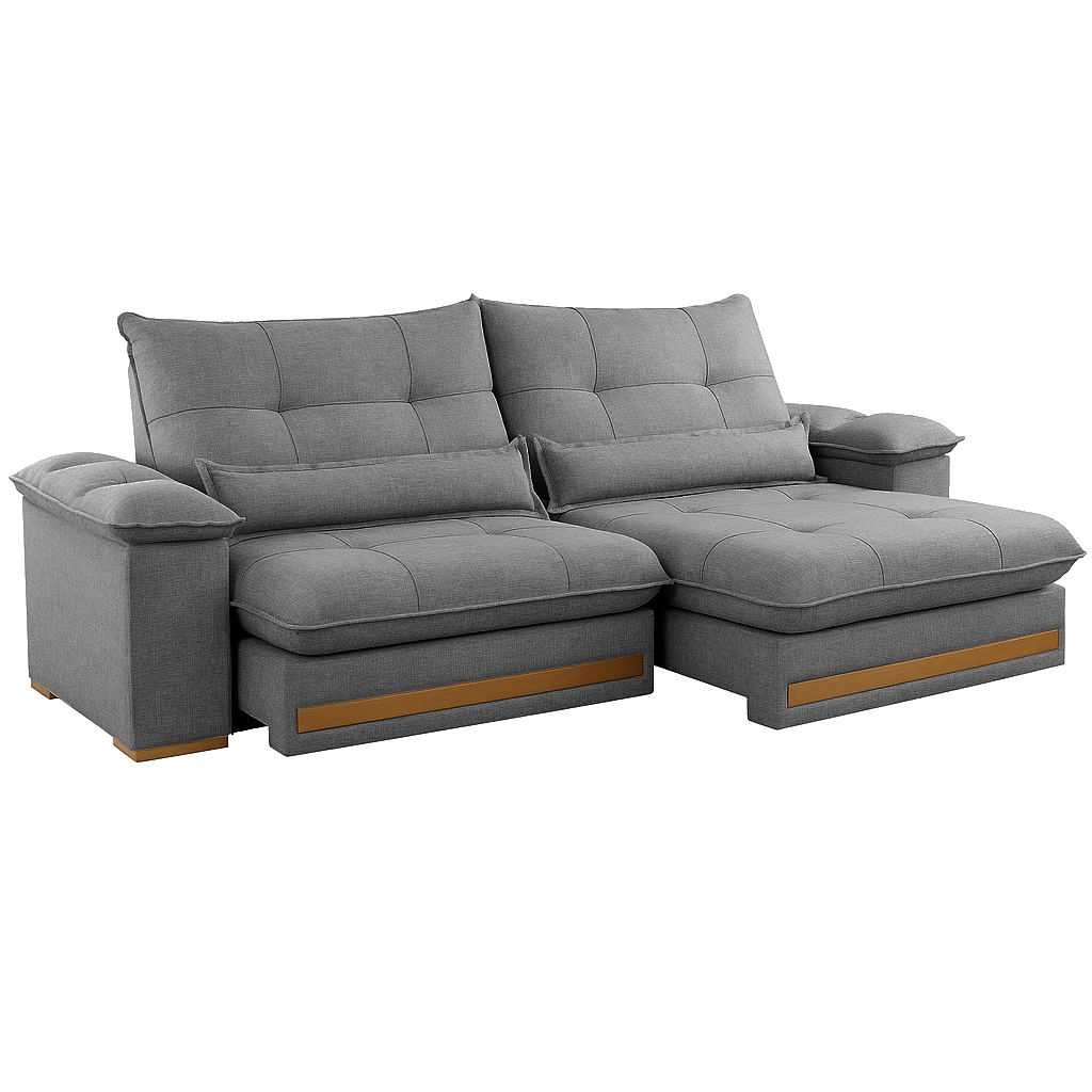 Sofá Retrátil e Reclinável Qatar 2,00 m Linho Cinza A230 – TREVO ESTOFADOS - Imagem 3