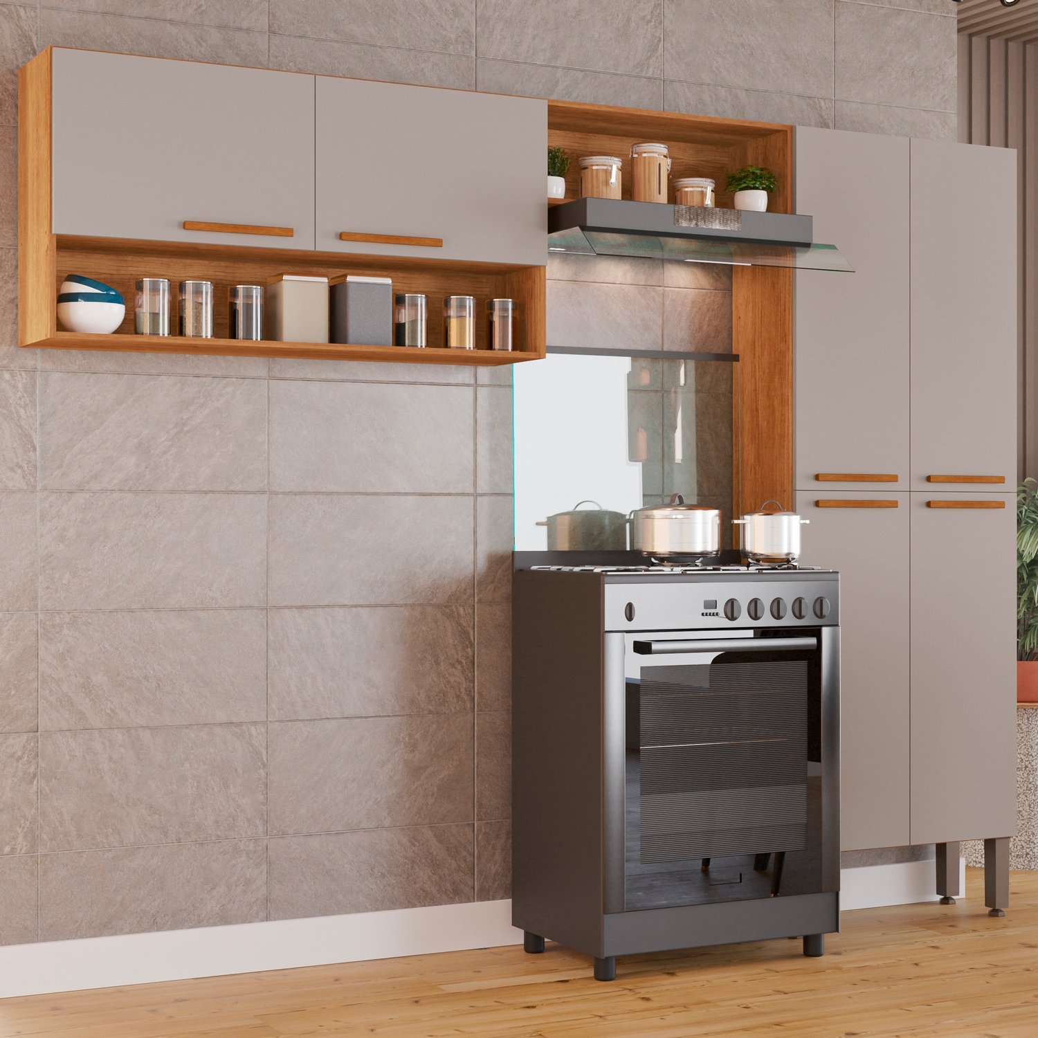 Cozinha 3 Peças Madri Cinamomo/Off White - SALLÊTO