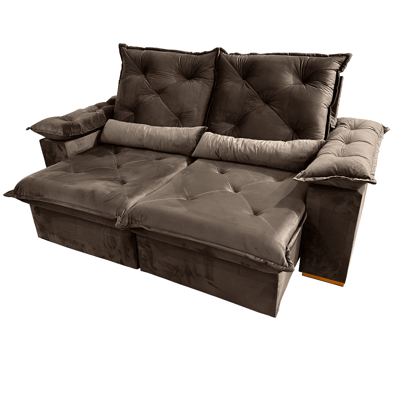 Sofá Retrátil e Reclinável Porto Madero/Brasão 2,00 m Veludo Marrom - IMPERIAL DECOR - Imagem 3
