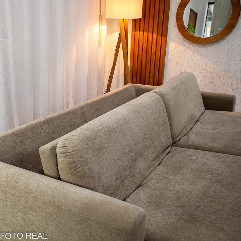 Sofá Retrátil Amaranto Premium 2.30m Veludo Plush Bege - Sem Caixa - Imagem 13