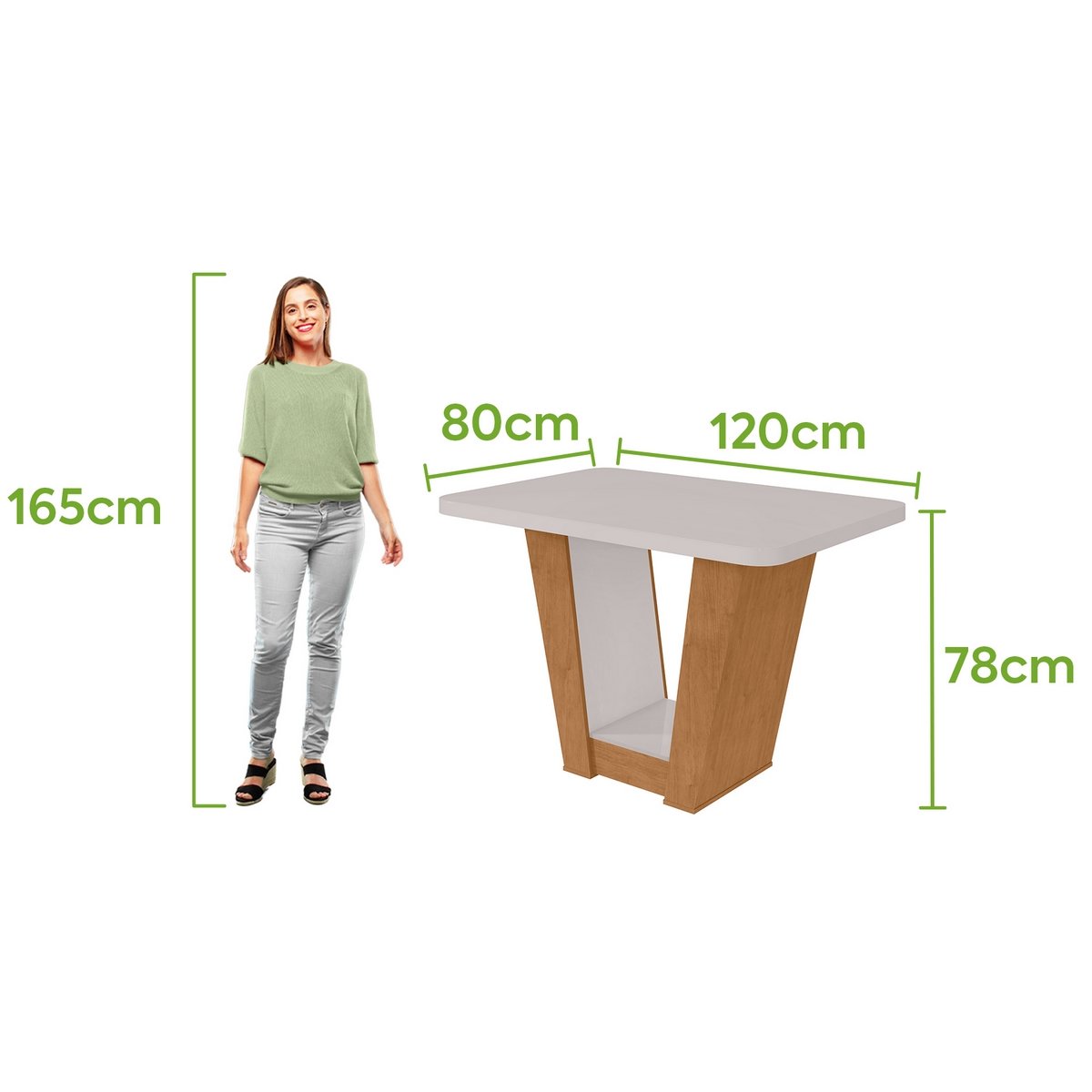 Mesa Apogeu (Tampo Maxi) 120 Amêndoa Clean/Off White - LOPAS - Imagem 3