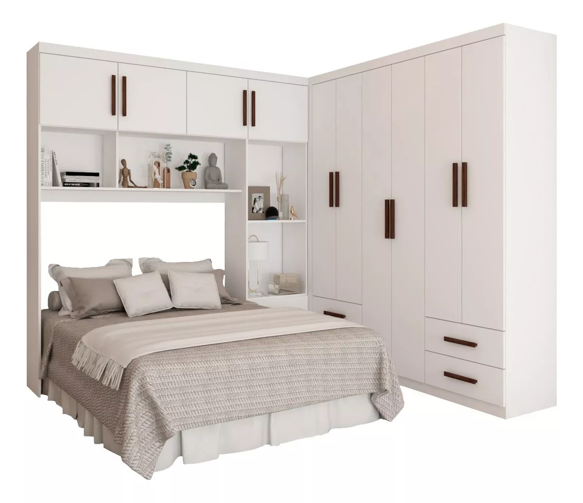 Modulado 4 Portas + Guarda-Roupa 6 Portas Hércules(Sem Espelho) Branco – CARIOCA MÓVEIS - Imagem 5