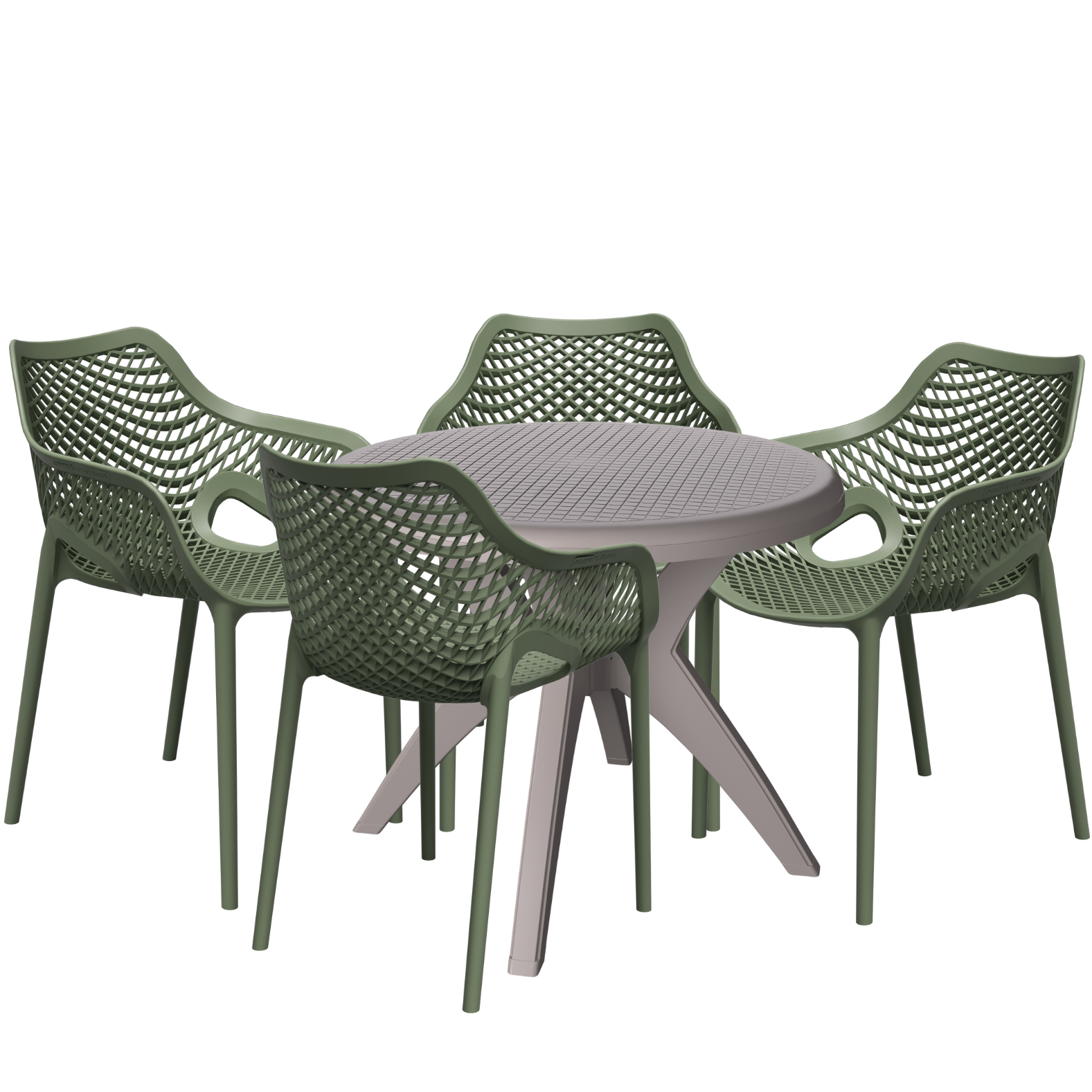 Mesa Deluxe 90 Nude com 4 Poltronas Colméia Verde – FORTE PLÁSTICO - Imagem 2