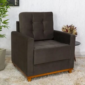 Poltrona Áustria Veludo Marrom A17