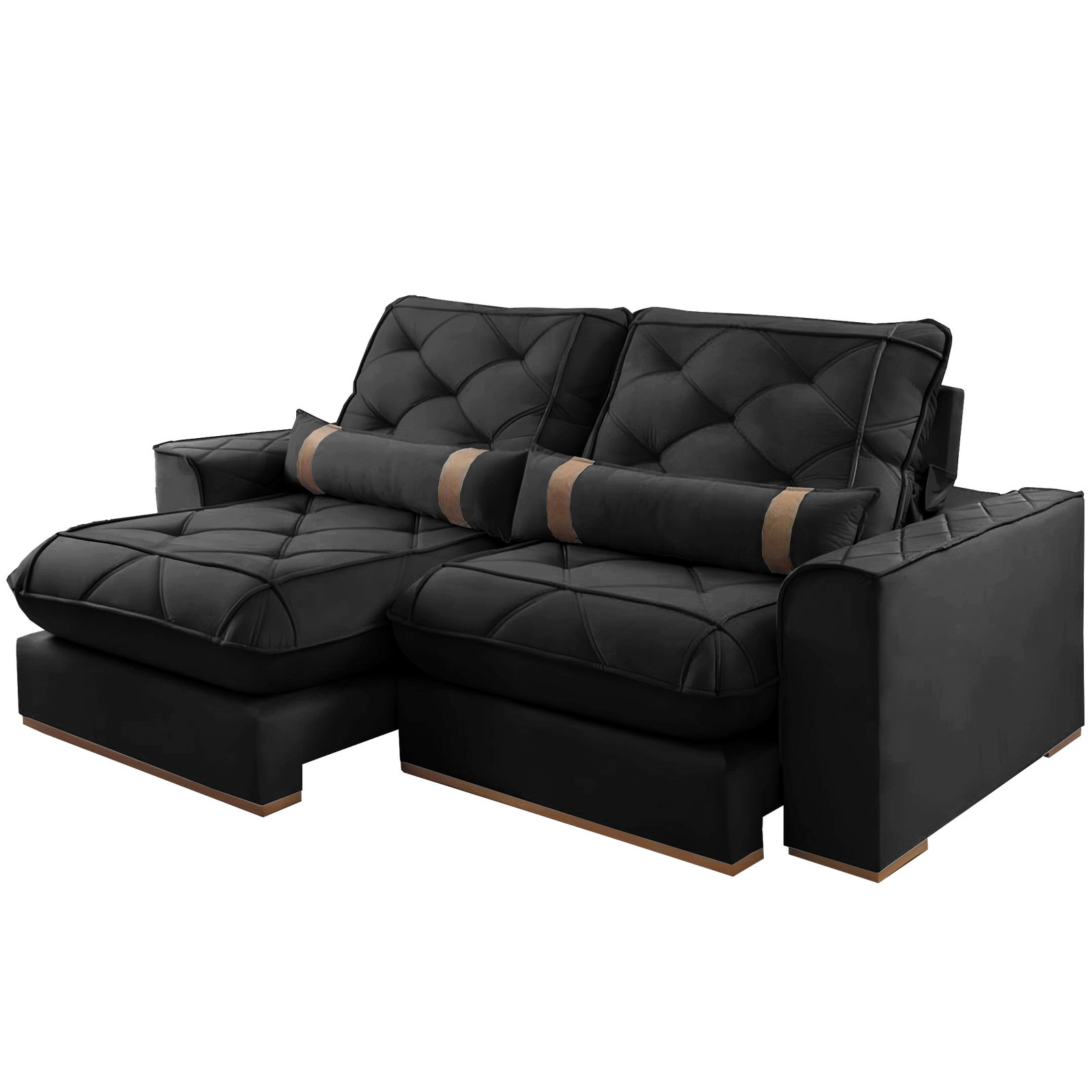 Sofá Retrátil e Reclinável Poseidon 029 2,50 m Veludo Preto - VICAM ESTOFADOS - Imagem 6