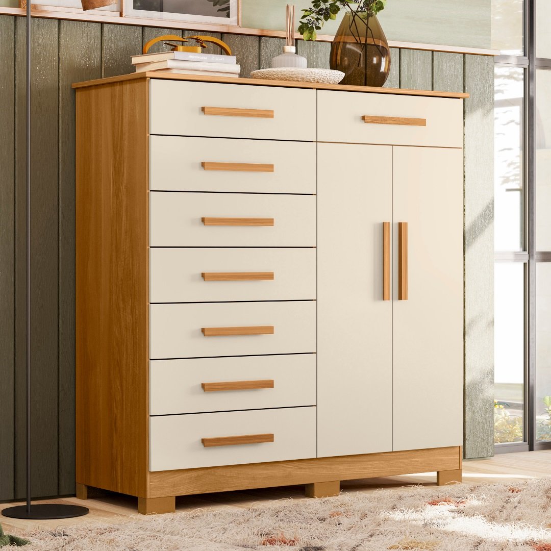 Cômoda Verona Carvalho Grife/Off White - MÓVEIS ALBATROZ