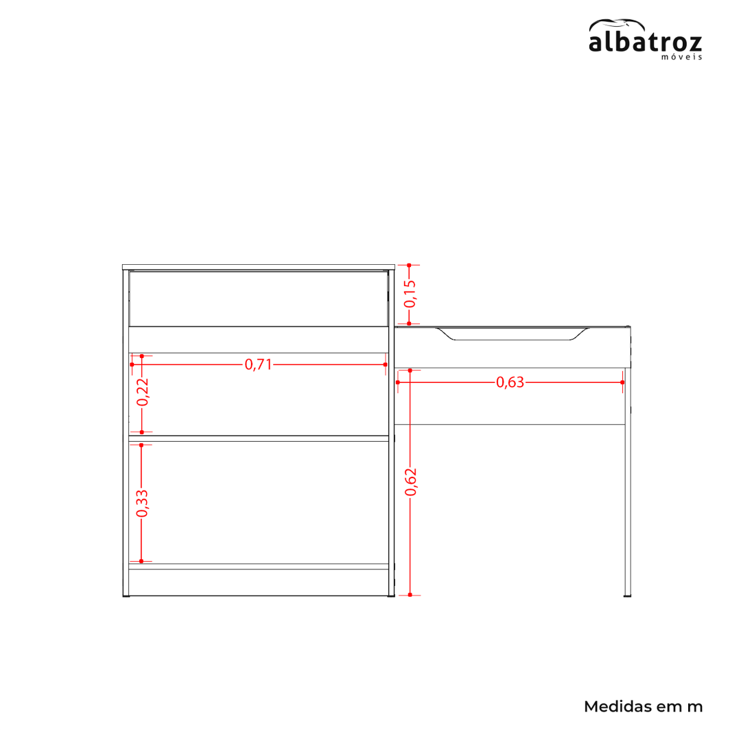 Penteadeira/Escrivaninha Trend Branco Fosco - MÓVEIS ALBATROZ - Imagem 7