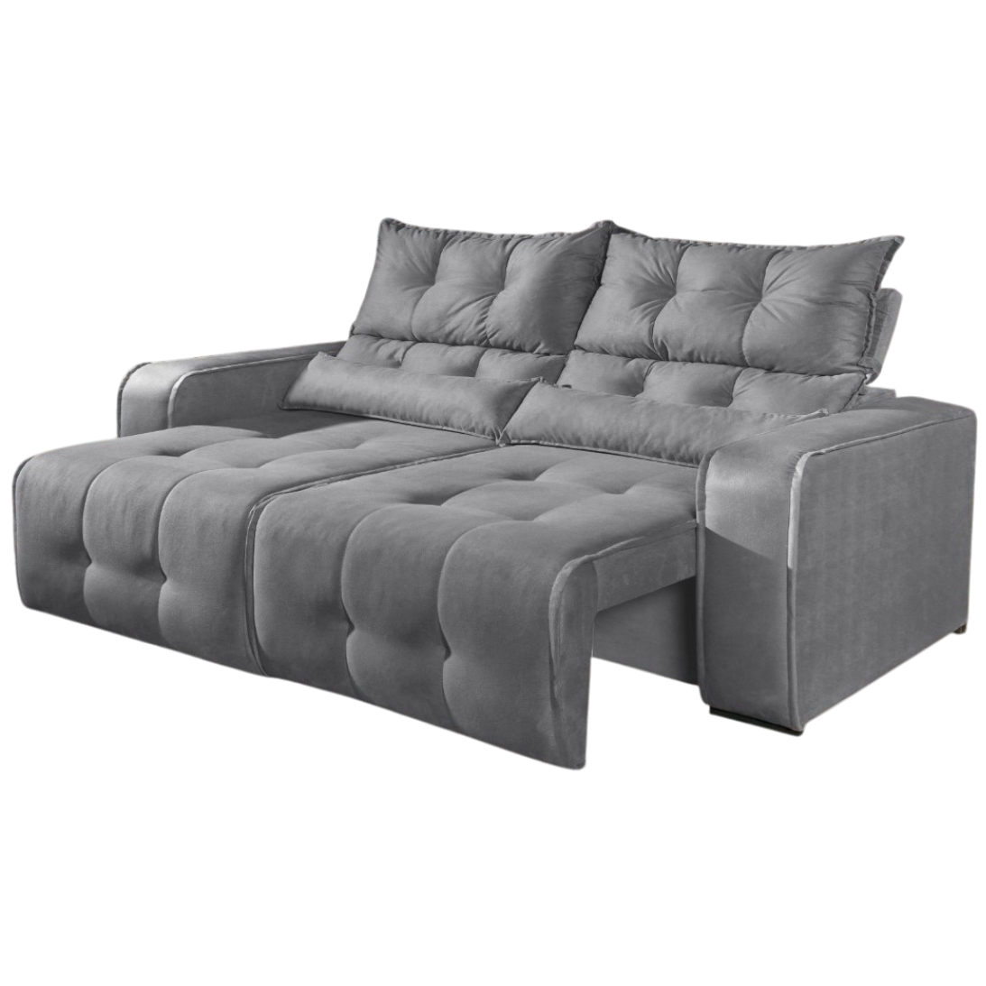 Sofá Retrátil e Reclinável Premier/Minas 2,00 m Veludo Cinza 508 - DECORAR ESTOFADOS - Imagem 2