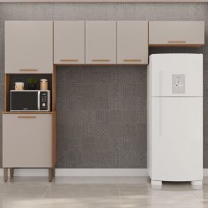 Cozinha 3 Peças New Valência (S/Balcão) Cinamomo/Off White - SALLÊTO