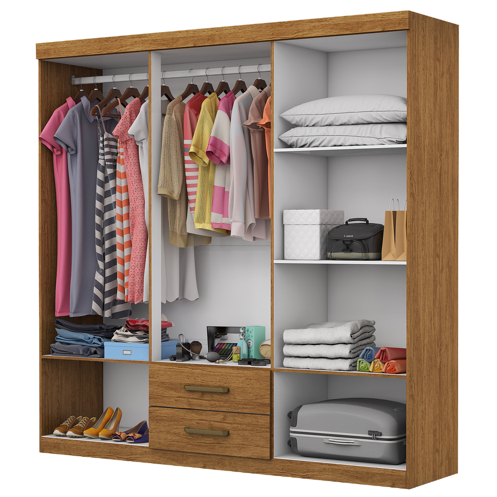 Guarda-Roupa 6 Portas(Com Espelho/Sem Pés)Áries Cinamono/Branco – CARIOCA MÓVEIS - Imagem 3