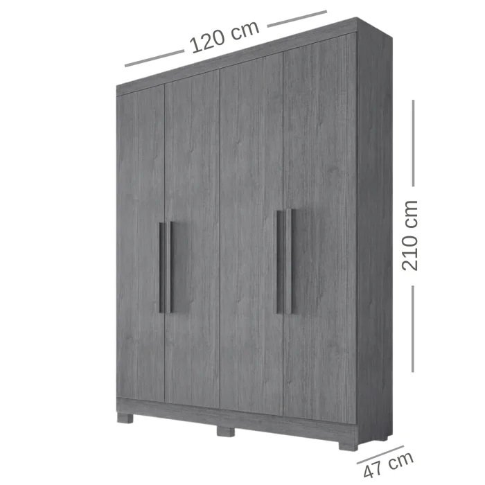 Guarda-Roupa 4 Portas Sergipe 1,20 m Nature/Off White - BIANCHI - Imagem 4