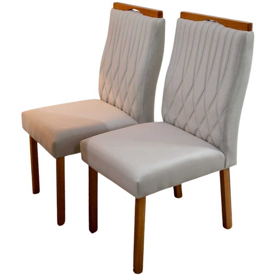 Kit 2 Cadeiras Gênova Mel/Veludo Bege Marfim – ART ASSENTOS - Imagem 2