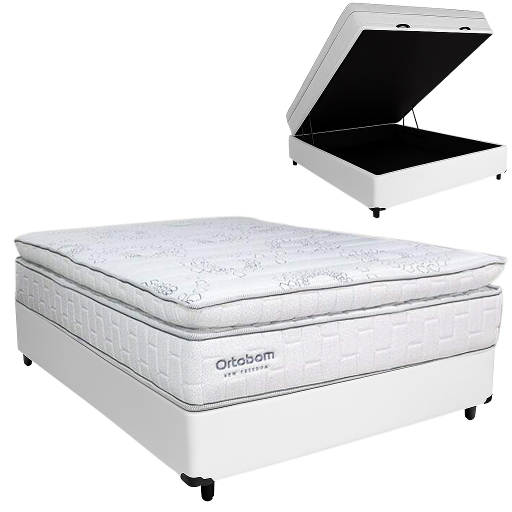 Colchão Casal New Freedom + Base Box Baú Branco – ORTOBOM + BIOSTAR - Imagem 2
