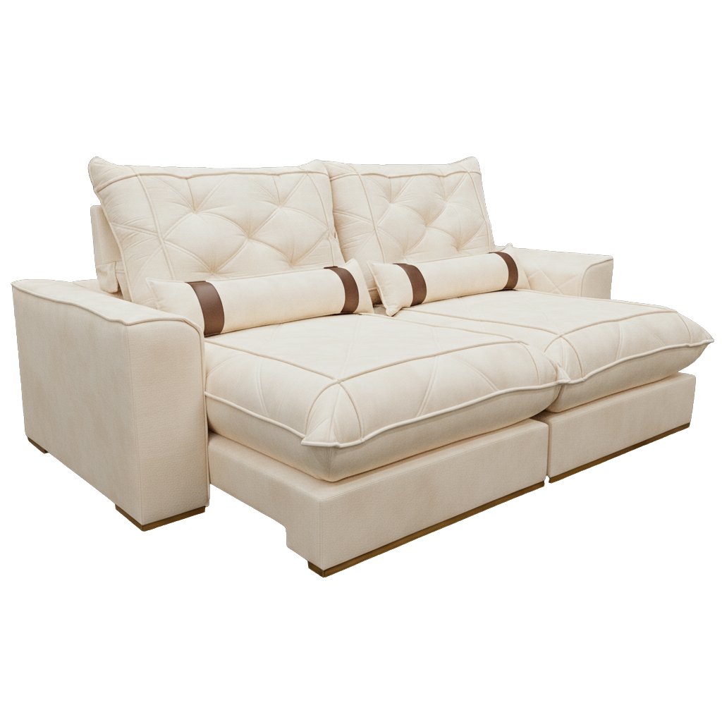 Sofá Retrátil e Reclinável Poseidon 029 2,50 m Veludo Marfim - VICAM ESTOFADOS - Imagem 5