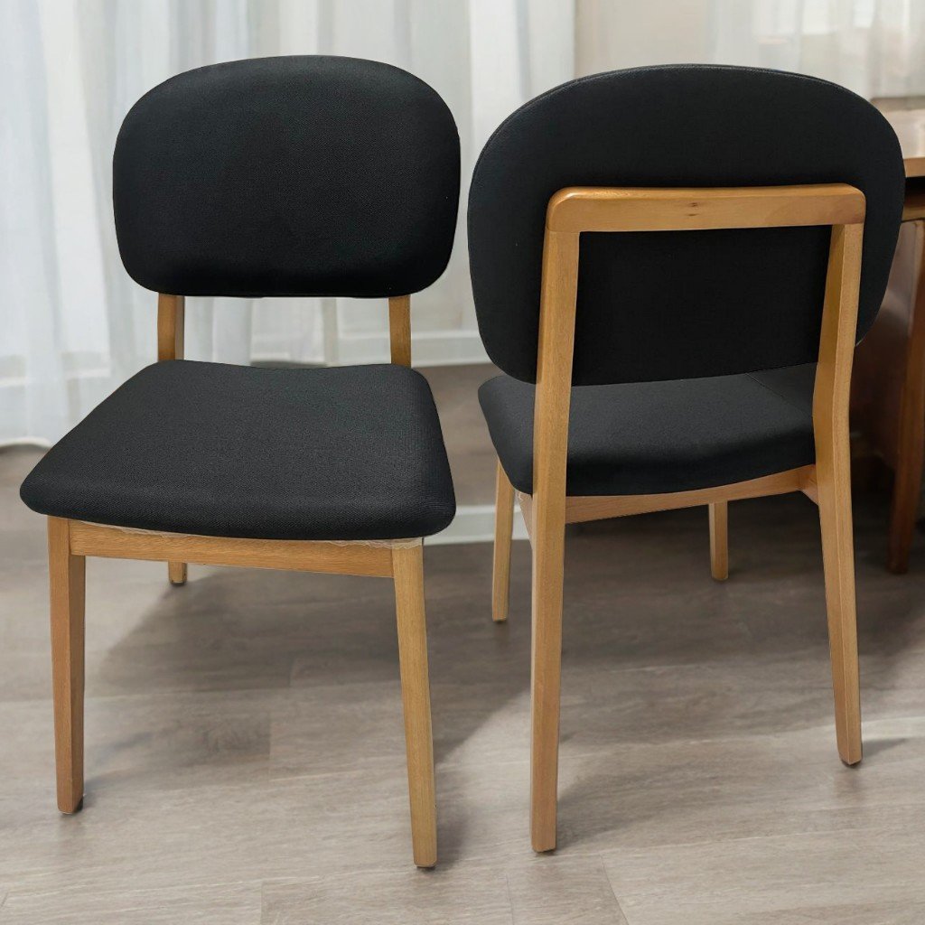 Kit 2 Cadeiras Gaya Mel/Linho Preto 09 - J SILVA MÓVEIS