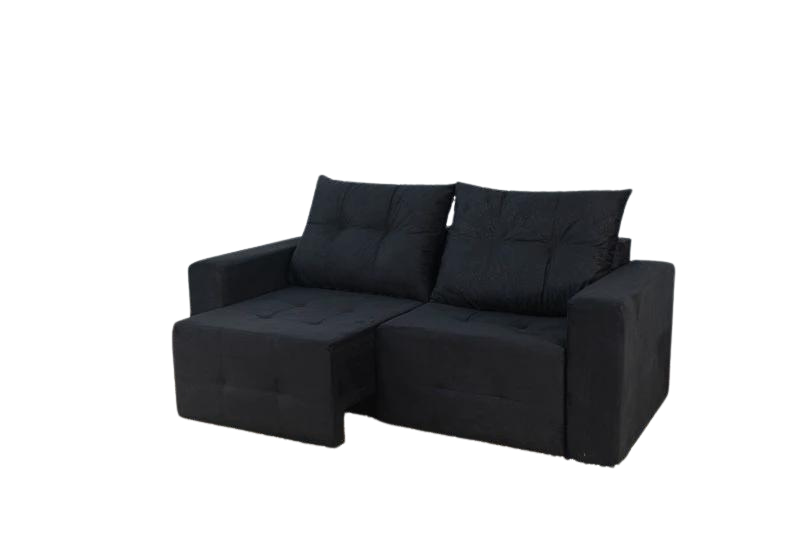 Sofá Retrátil Havaí 1,80 m Veludinho Preto - QUINE ESTOFADOS - Imagem 2