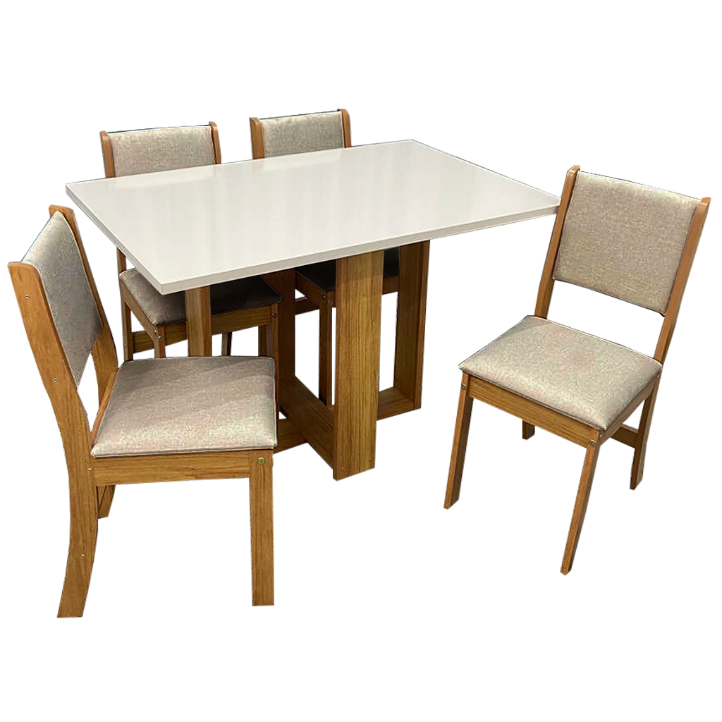 Mesa 4 Cadeiras Magic/Milani Mel/Blonde com 4 Cadeiras Sol Linho Bronze - VIERO MÓVEIS - Imagem 4