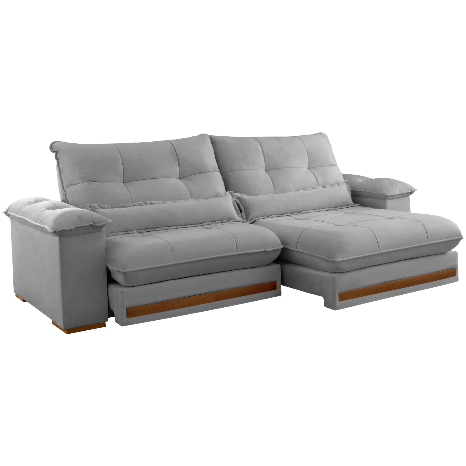 Sofá Retrátil e Reclinável Qatar 2,00 m Veludo Cinza B010 – TREVO ESTOFADOS - Imagem 3