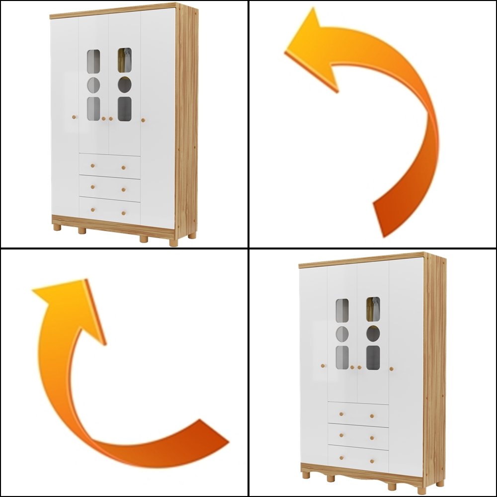 Guarda-Roupa 4 Portas Tedy Branco Brilho/Amêndoa - PEROBA MÓVEIS - Imagem 2
