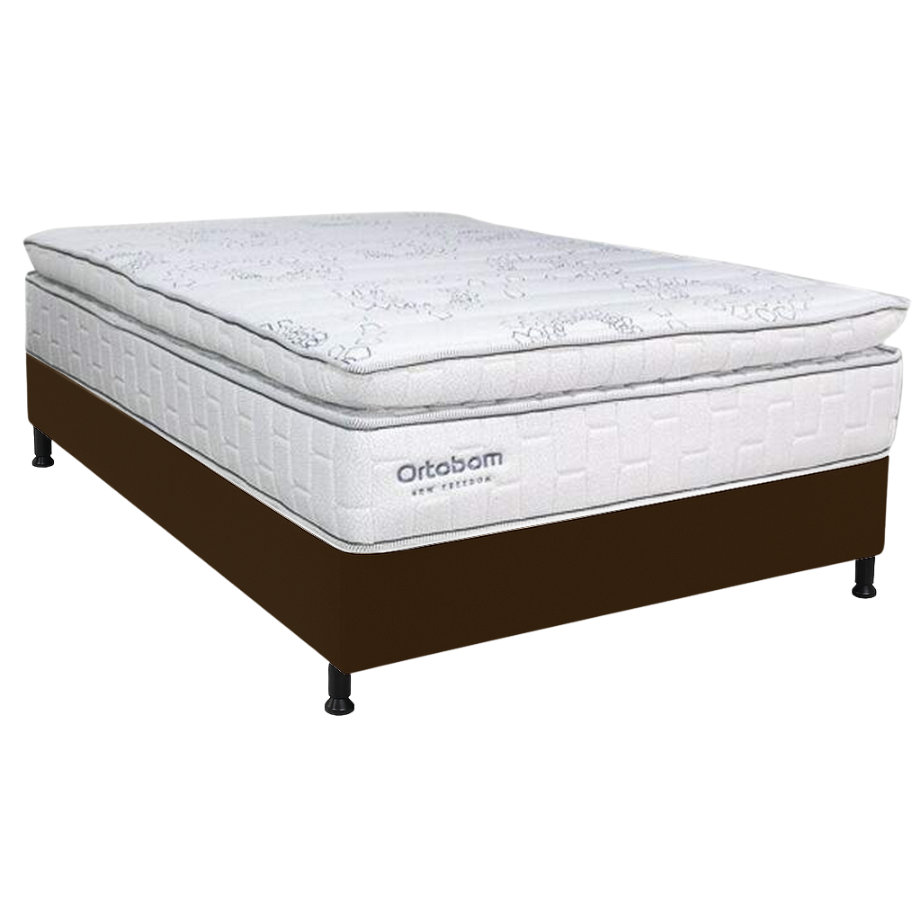 Colchão Casal New Freedom + Base Box Simples Corino Marrom – ORTOBOM + BIOSTAR - Imagem 2