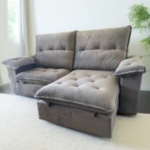 Sofá Retrátil e Reclinável Corvette 2,90 m Cinza Grafite - D'VITRINE ESTOFADOS(PROMOÇÃO)