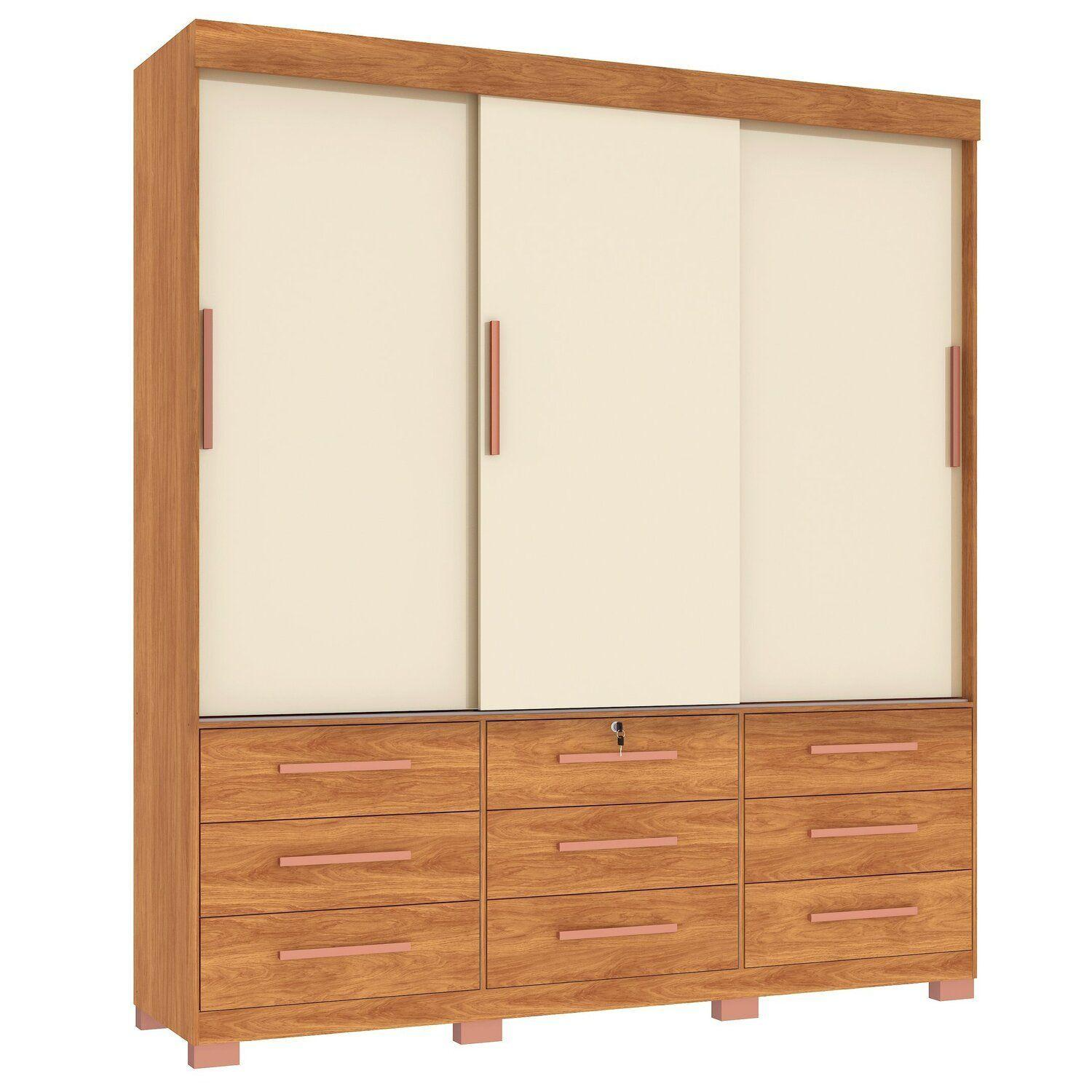 Guarda-Roupa 3 Portas Toronto RP1930 2,00 m Cinamomo/Off White/Cinamomo - FELLICCI - Imagem 9