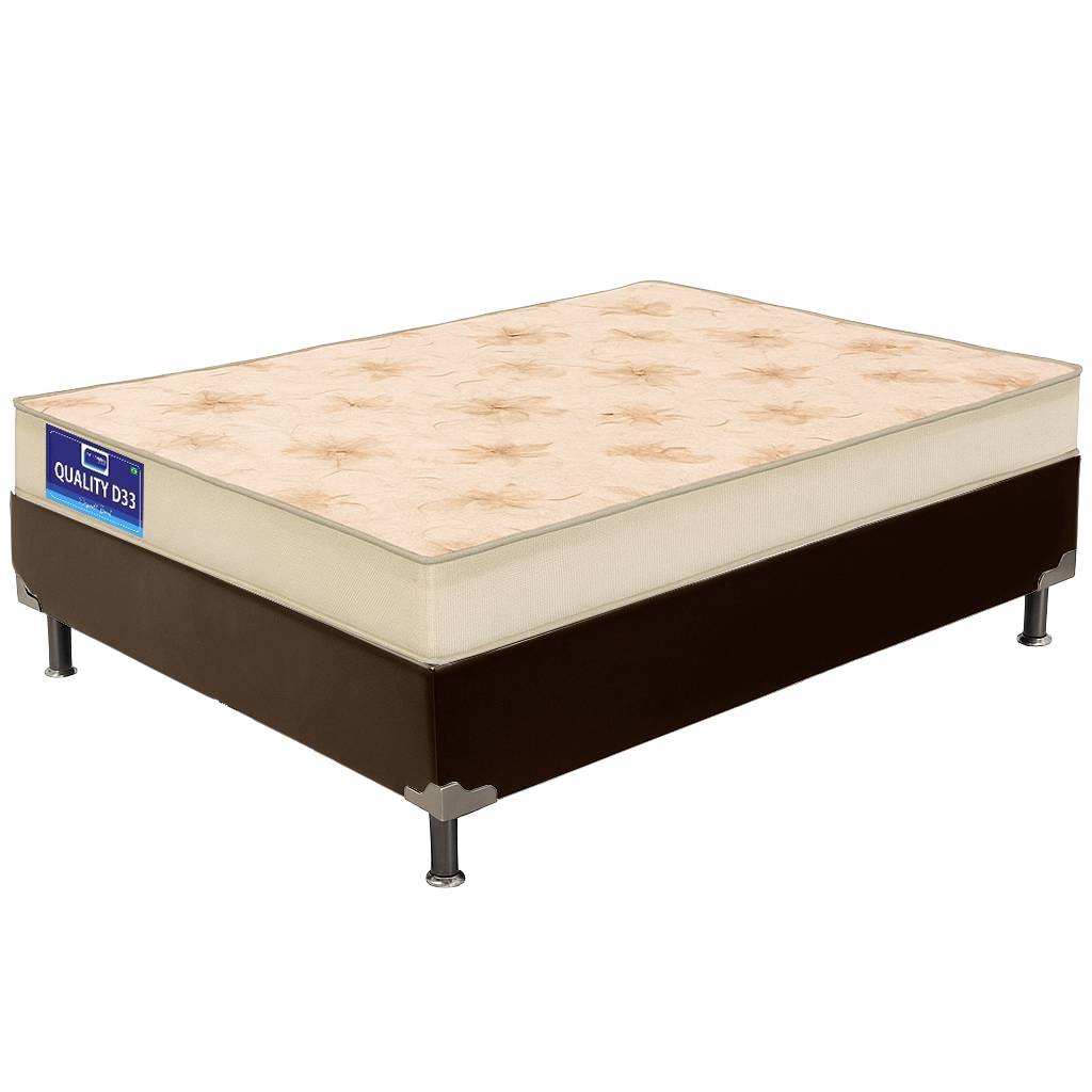 Colchão Casal Quality D33 14 cm + Base Box Simples Corino Marrom – ORTHOPRIME + BIOSTAR - Imagem 2