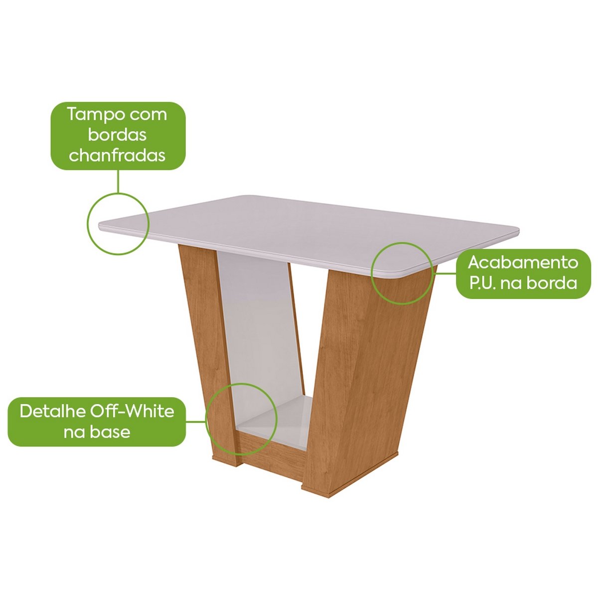 Mesa Apogeu (Tampo Maxi) 120 Amêndoa Clean/Off White - LOPAS - Imagem 2