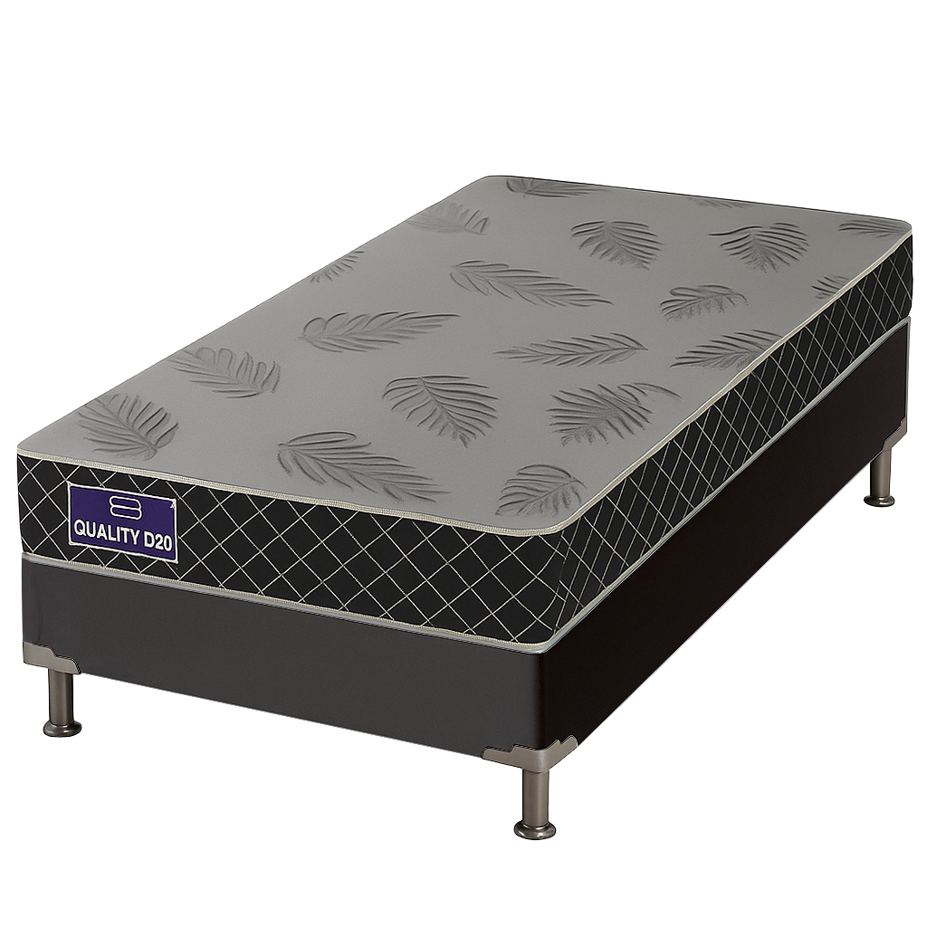 Colchão Solteiro Quality D20 12 cm 0,88 m + Base Box Simples Corino Preto – ORTHOPRIME + ALTO NÍVEL CAMAS E COLCHÕES - Imagem 2