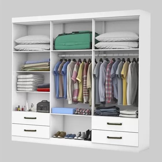 Guarda-Roupa 6 Portas Hércules(Com espelho)1,77 m Branco - CARIOCA MÓVEIS - Imagem 5