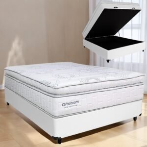 Colchão Casal New Freedom + Base Box Baú Branco – ORTOBOM + BIOSTAR