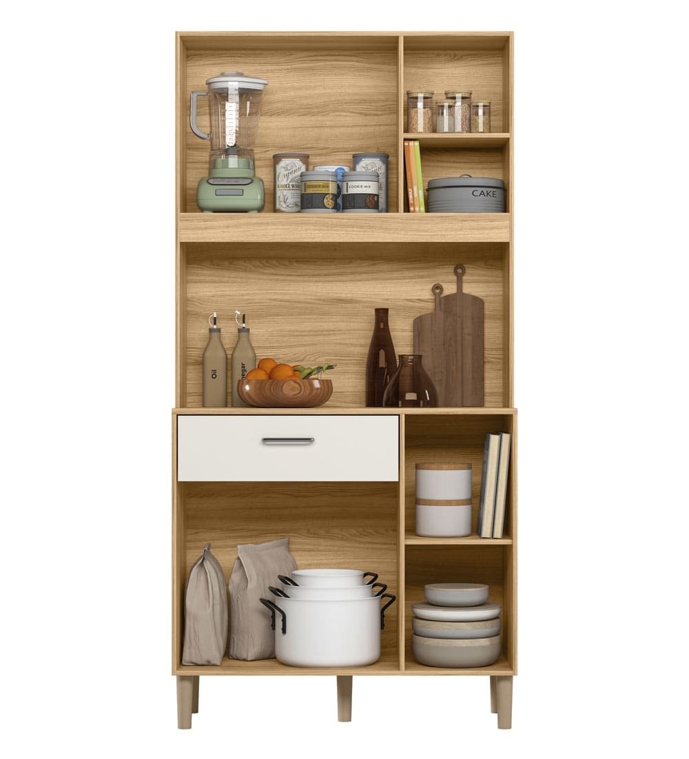 Kit Cozinha Erva Doce 90 Freijó/Off White Cristal - NICIOLI - Imagem 3