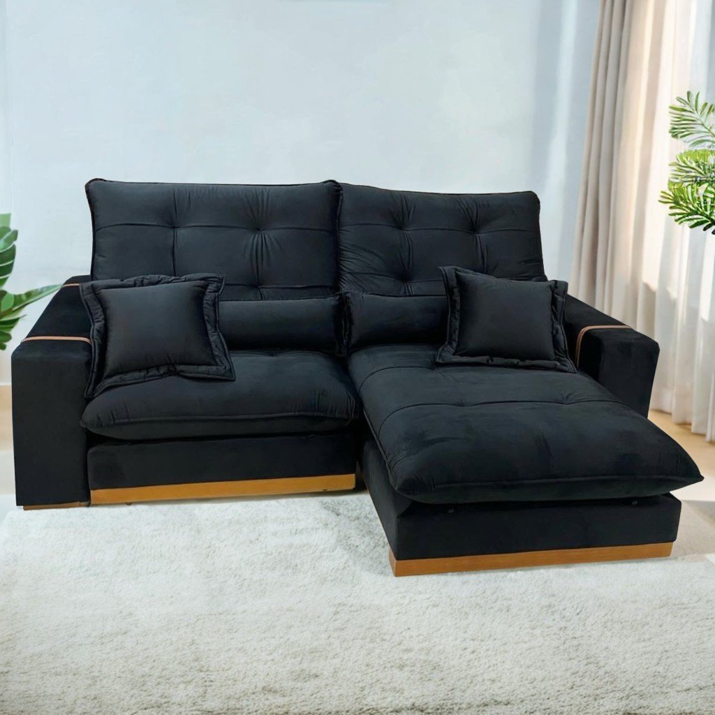 Sofá Retrátil e Reclinável Arthur/Toronto 2,30 m Preto 4062 – D’VITRINE ESTOFADOS