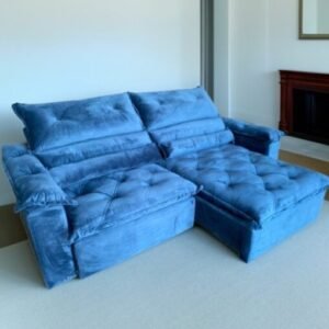 Sofá Retrátil e Reclinável Agata  2,00 m Azul - IMPÉRIO ESTOFADOS