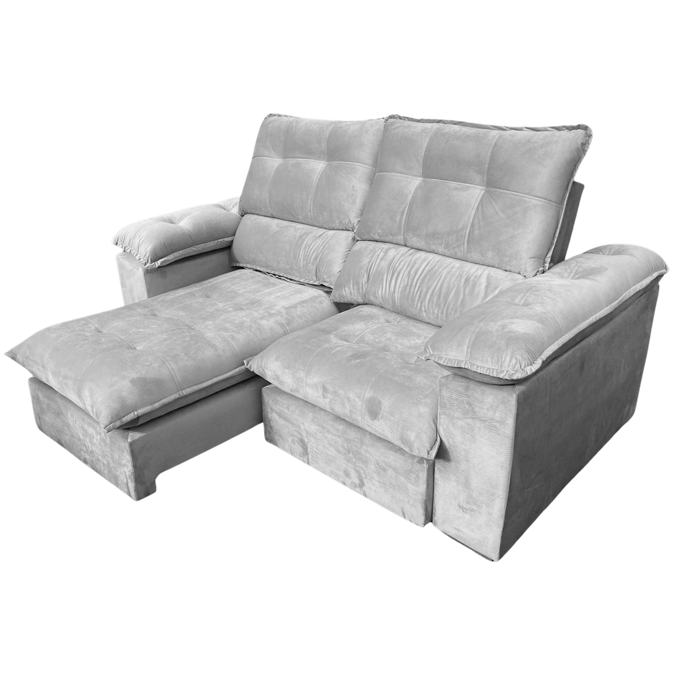 Sofá Retrátil e Reclinável Suíça 2,50 m Veludo Cinza Prata – LEO DECOR(PROMOÇÃO) - Imagem 2