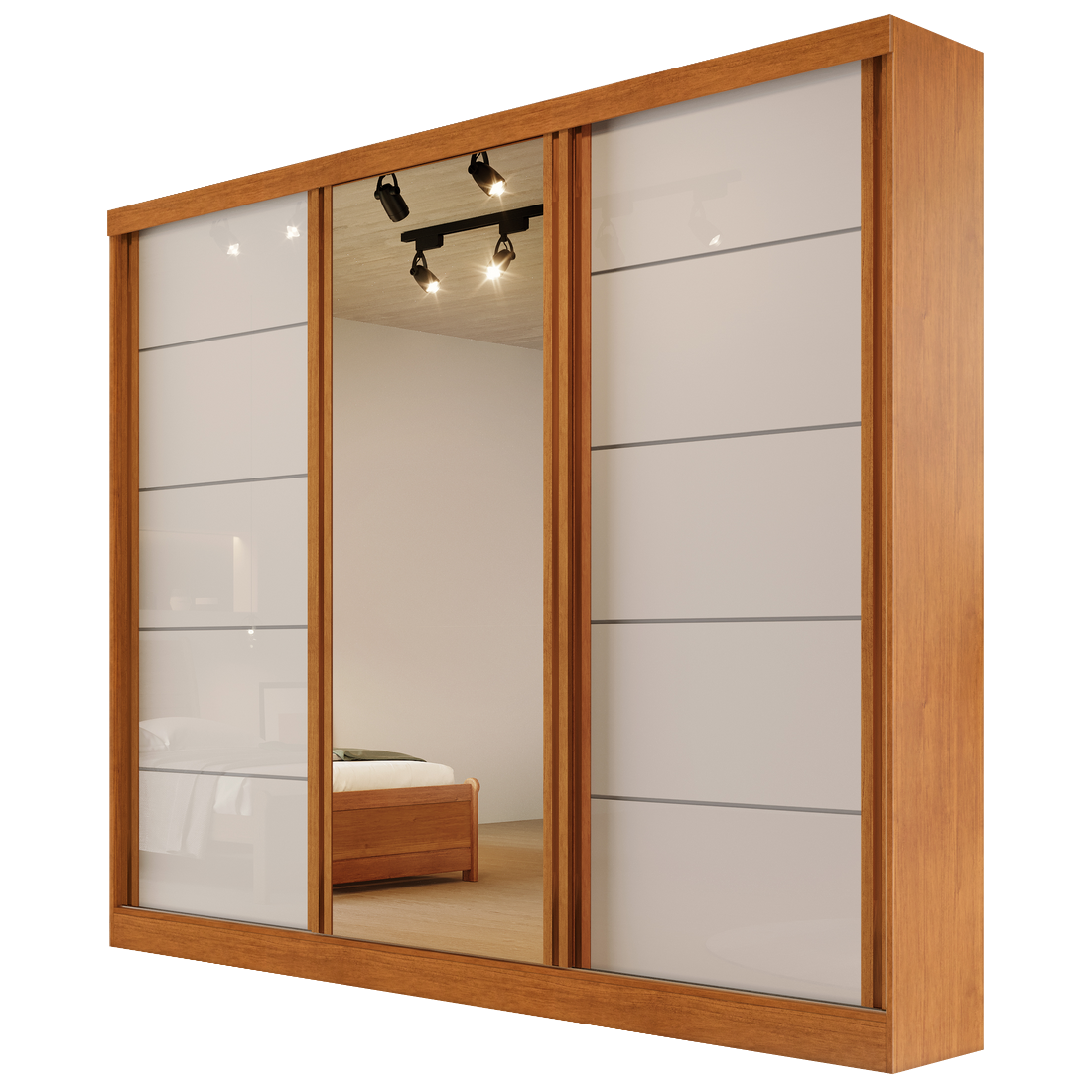 Guarda-Roupa 3 Portas Capri 2,21 m Nature/Off White - BIANCHI - Imagem 5