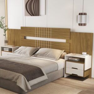 Cabeceira Casal/Queen Luiza Nature/Off White - MADEC/VJ MÓVEIS