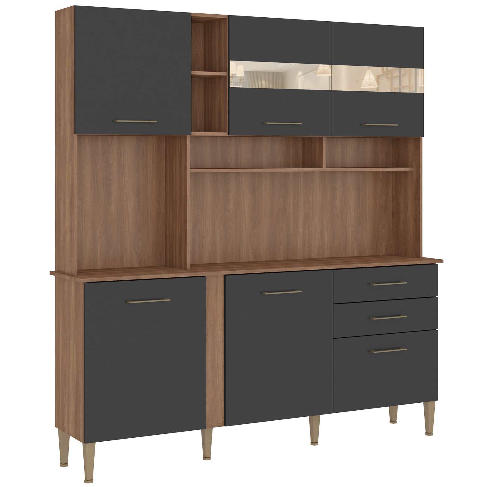 Kit Cozinha Nicole/Helena C304 1,82 m Manchester/Grafite - FELLICCI - Imagem 4