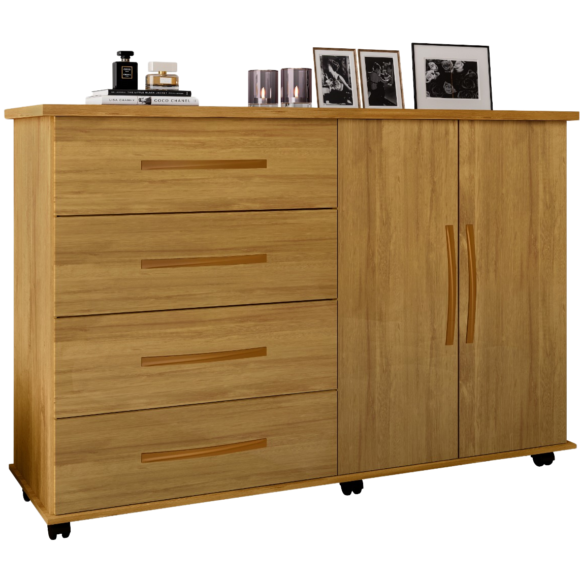 Cômoda 4 Gavetas com Sapateira Dupla Bali Mel - MÓVEIS PRIMUS - Imagem 2