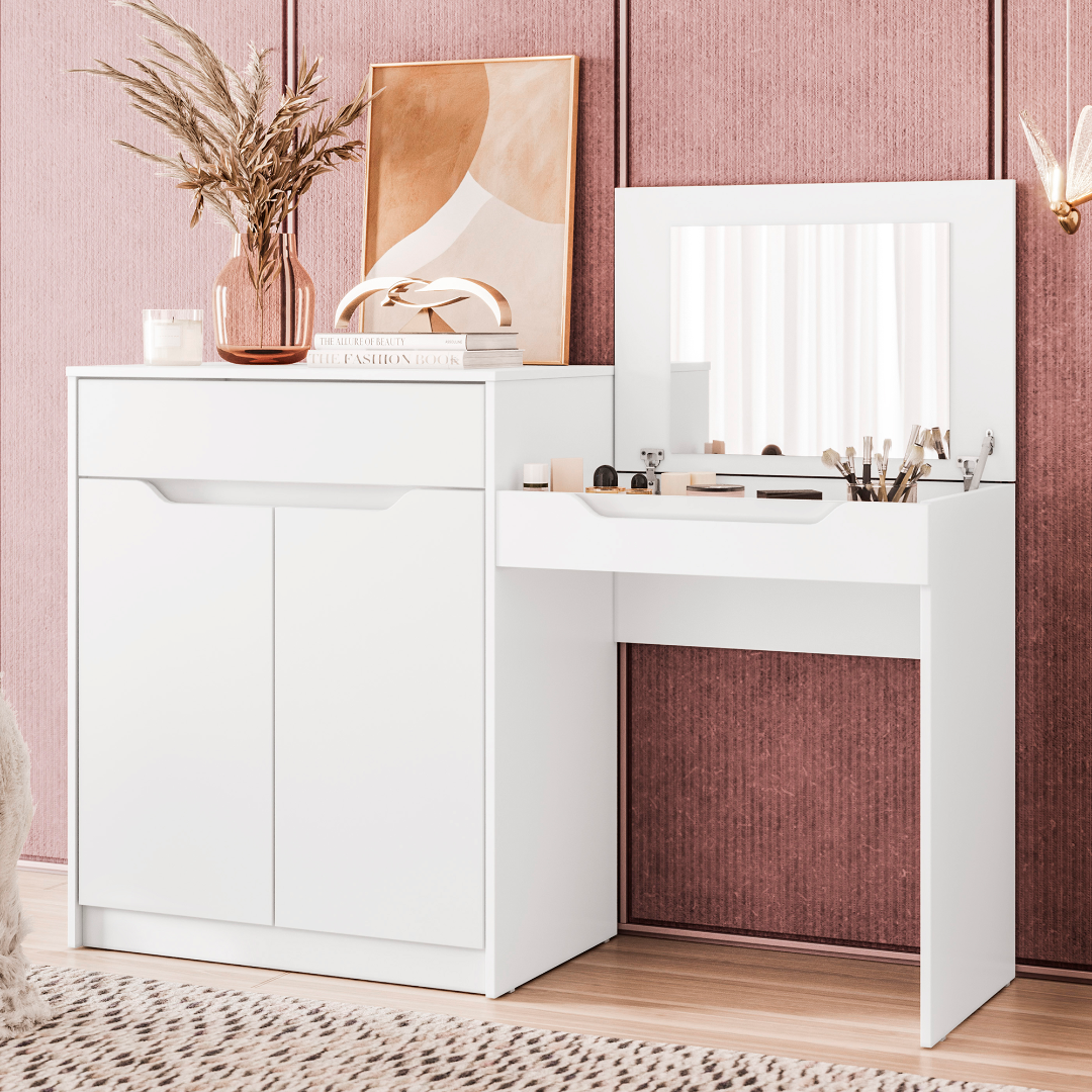 Penteadeira/Escrivaninha Trend Branco Fosco - MÓVEIS ALBATROZ