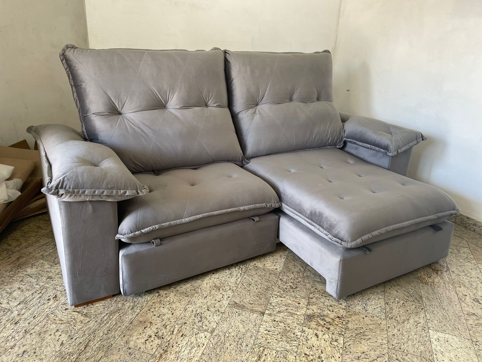 Sofá Retrátil e Reclinável Corvette 2,90 m Cinza Grafite - D'VITRINE ESTOFADOS(PROMOÇÃO) - Imagem 5