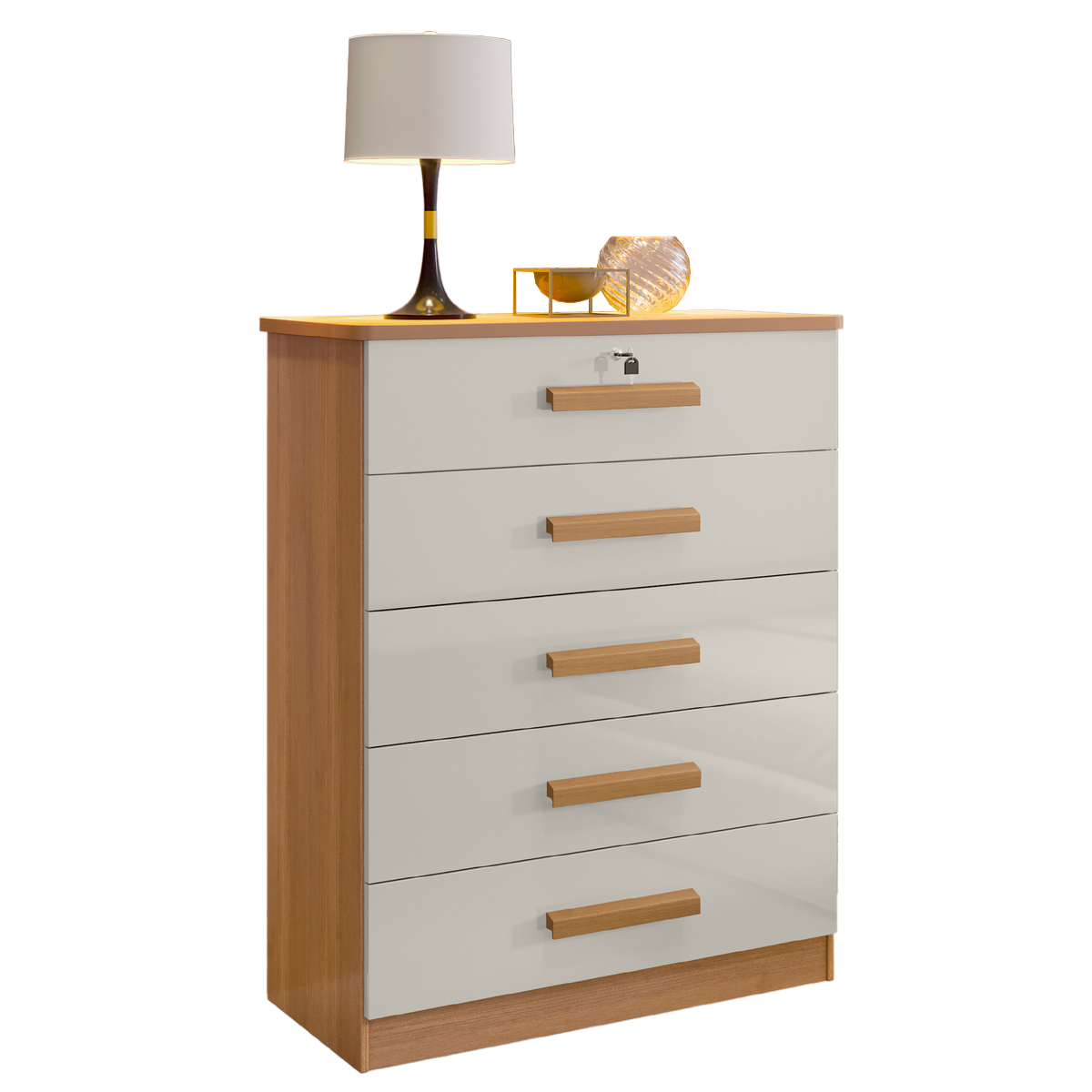 Cômoda 5 Gavetas Ipanema Cinamono/Off White - D'DORO MÓVEIS - Imagem 2