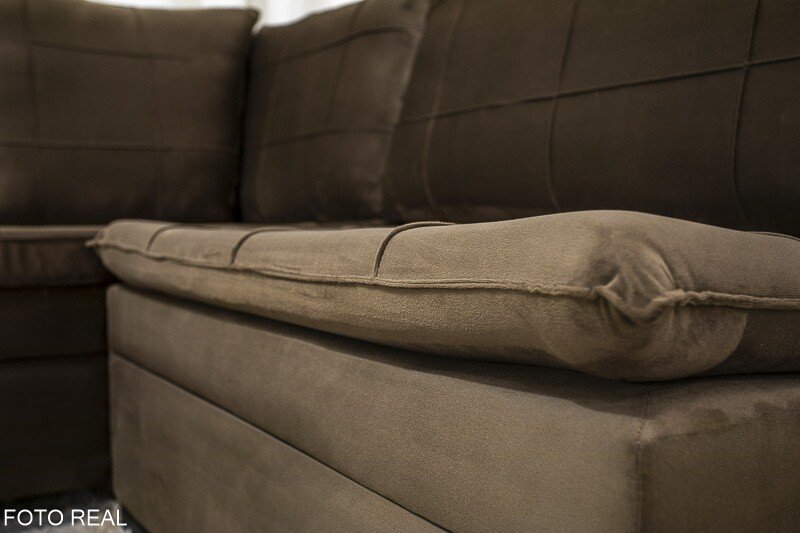 Sofá Canto 5 lugares com Puff Viena Veludo Marrom A17 - Imagem 6