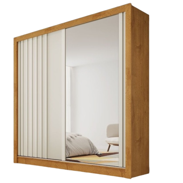 Guarda-Roupa 2 Portas Lugano 1,80 m Peroba/Off White - MÓVEIS EUROPA - Imagem 3