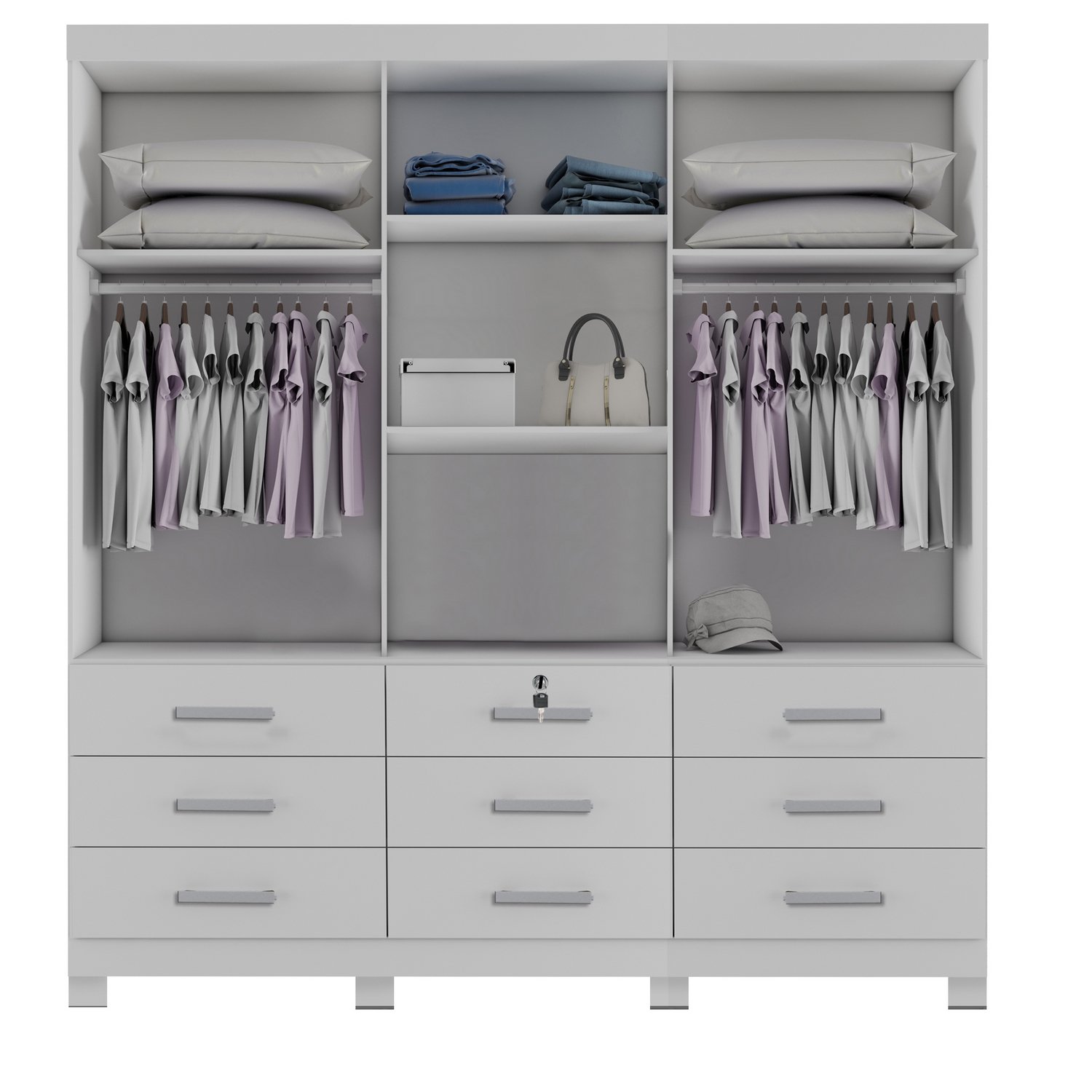 Guarda-Roupa 3 Portas(Com Pés)Athenas 1,80 m Branco – BIANCHI - Imagem 2